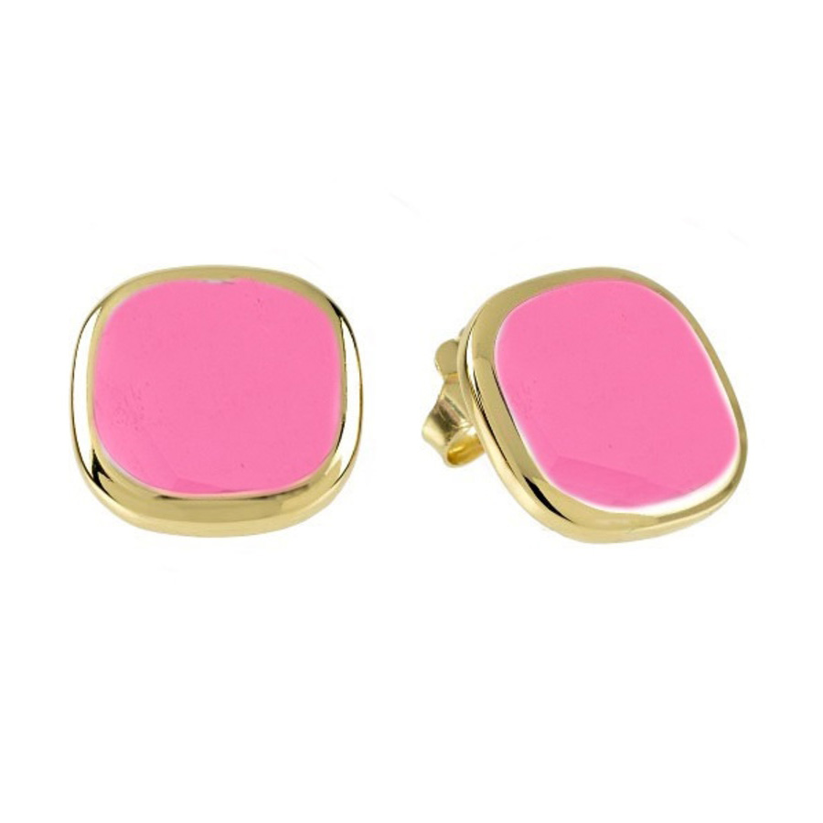 Aquaforte Orecchini 12x12mm con pasta vitrea fucsia